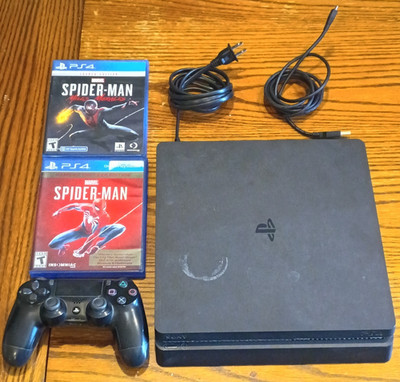 Sony PS4 Slim 1TB Black , DualShock 4, Power Cable, USB, Spider-Man Games Bundle