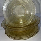 Lot 1930s Federal Glass Amber Depression Glass Patrician Spoke 3 Plates 2 Bowls