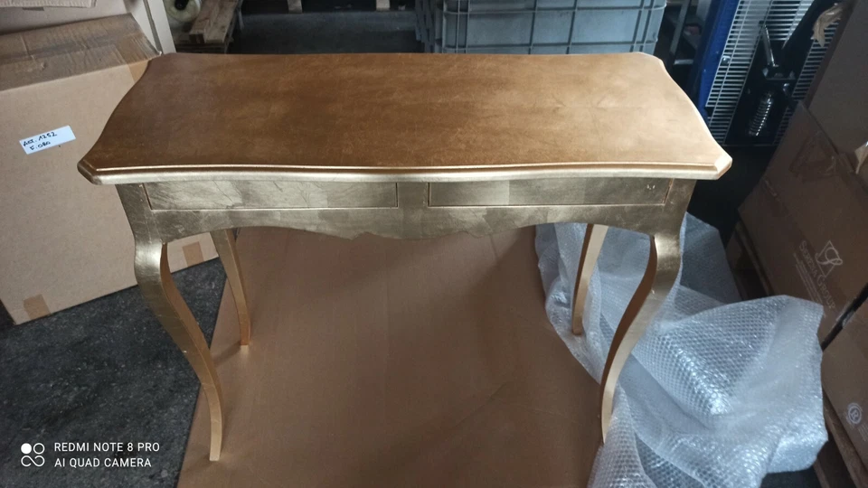 SCRIVANIA MOBILE PC STUDIO FOGLIA ORO O ARGENTO ARTE POVERA CLASSICO - Immagine 4 di 4