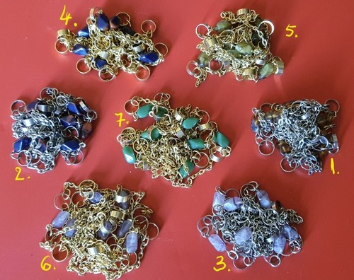 Collana QUARZO perline CATENINA color oro PIETRE bigiotteria 158 mm VINTAGE '80 - Foto 9 di 9