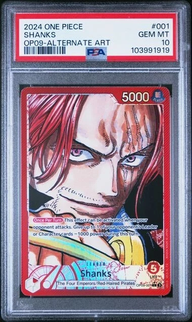 2024 One Piece Shanks Alternate Art OP09-001 PSA 10 TCGG