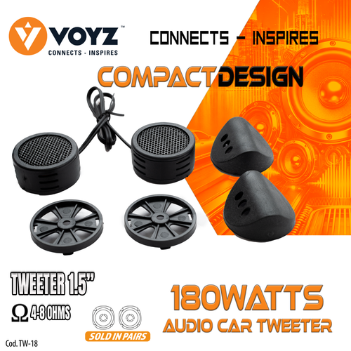 Voyz Mini Tweeter 1.5" Super High Frequency Tweeters Pair for Car Audio Pair SET - Picture 3 of 6
