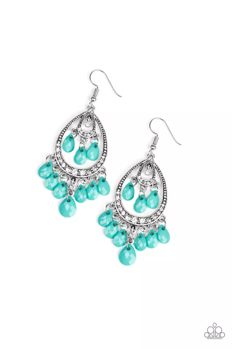 Paparazzi Gorgeously Genie Blue Earrings eBay