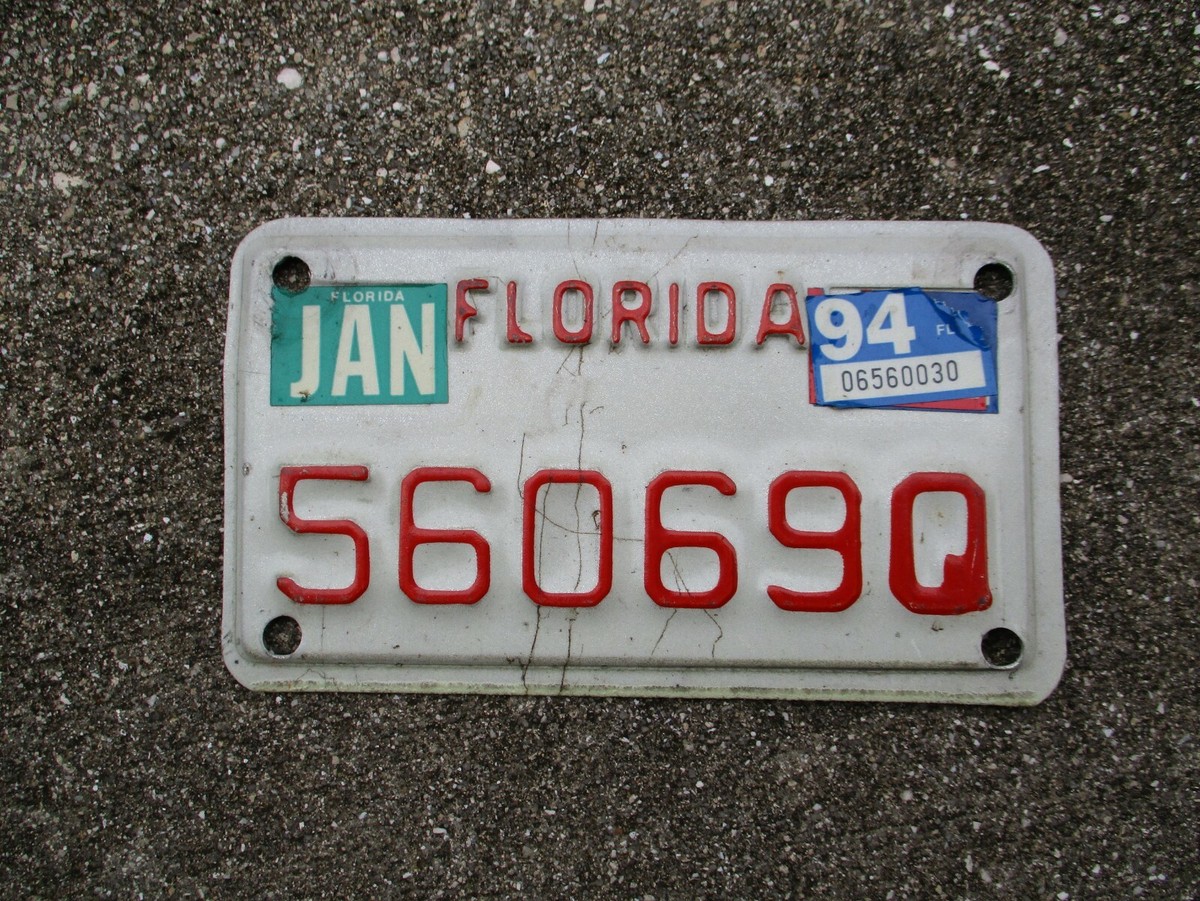 Florida 1994 motorcycle license plate # 56069Q | eBay