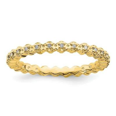 Stapelbarer Ring Ewigkeit aus Gelbgold Sterlingsilber & weißen Diamanten Größe 10