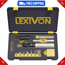 LEXIVON Butane Soldering Iron Kit Cordless 7-Tip Adjustable Flame
