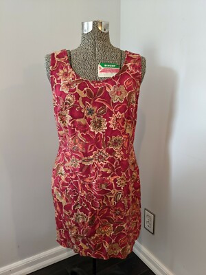 Vintage 90s All That Jazz 13/14 Red Floral Mini Dress Sleeveless