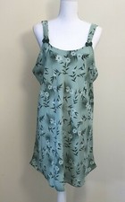 Women's Nightgown Slip Nightie, XL, Green Floral Above Knee Unbranded