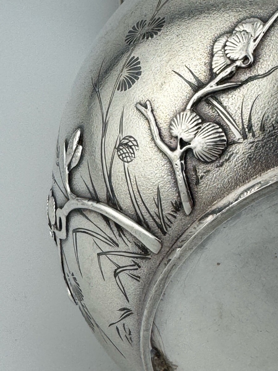 Tiffany Museum Grade Japanese Silver Water Pitcher Channeled Black