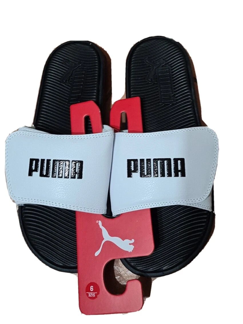 Sandali da uomo bianchi neri PUMA Slide taglia 8 REGOLABILI NUOVI