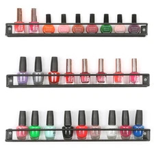 MyGift Set of 3 Black Metal Wall Mounted Nail Polish and Essential Oil Racks