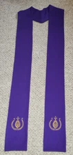 CLERGY STOLE OFFICIANT VESTMENT DARK PURPLE W/GOLD EMBROIDERY SUPER NICE