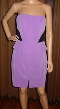 ABS ALLEN SCHWARTZ Purple Peplum Strapless Party Cocktail Dress SZ 4 NEW