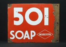 VINTAGE OLD PORCELAIN ENAMEL SIGN TATA 501 SOAP & HAMAM BATHING SOAP 2 SIDE 1940