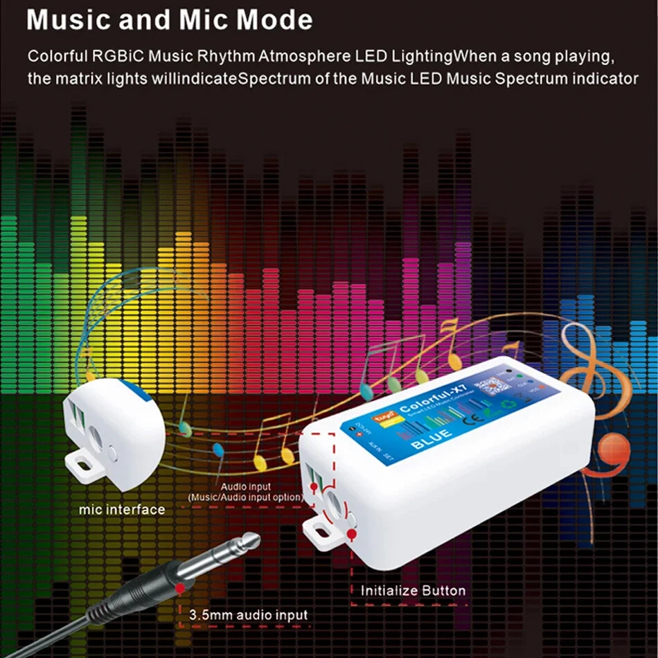 5V-24V Smart Tuya APP Led SPI Controller Colorful-X7 For WS2812B WS2811 RGB LED - Image 3 of 4