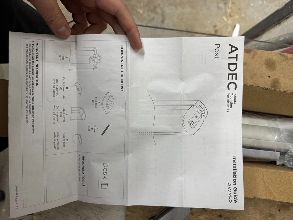 Atdec AWM-A46-S Silver, Monitor Mounting POST - 22x Available! - Image 2 of 4