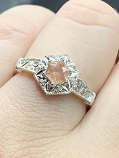 Hexagon Sunstone Solid Silver Engagement Ring