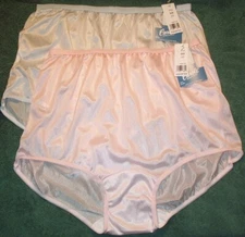 2 Pair Assorted Size 12 Pink & Blue Nylon Brief Style Panties USA Made Panty