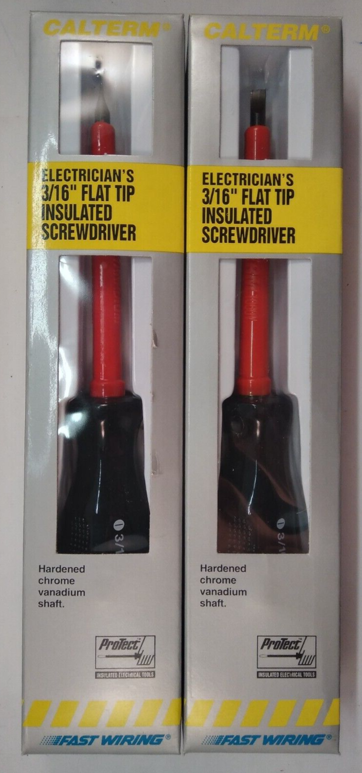 Lot of 2 Electricians 3/16" Flat Tip Insulated Screwdrivers, 66256 eBay