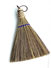 Handcrafted Mini Broom with Bamboo Grass Handle - Natural Grass Bristles 7.5 in