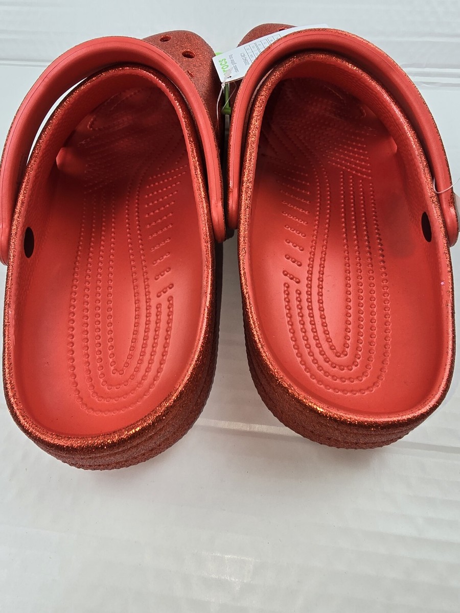 RARE Crocs Classic Glitter Clog Unisex Red Glitter Color Men's