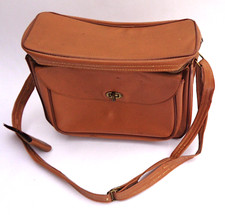 Light Brown Vinyl Camera Bag with Strap - Vintage