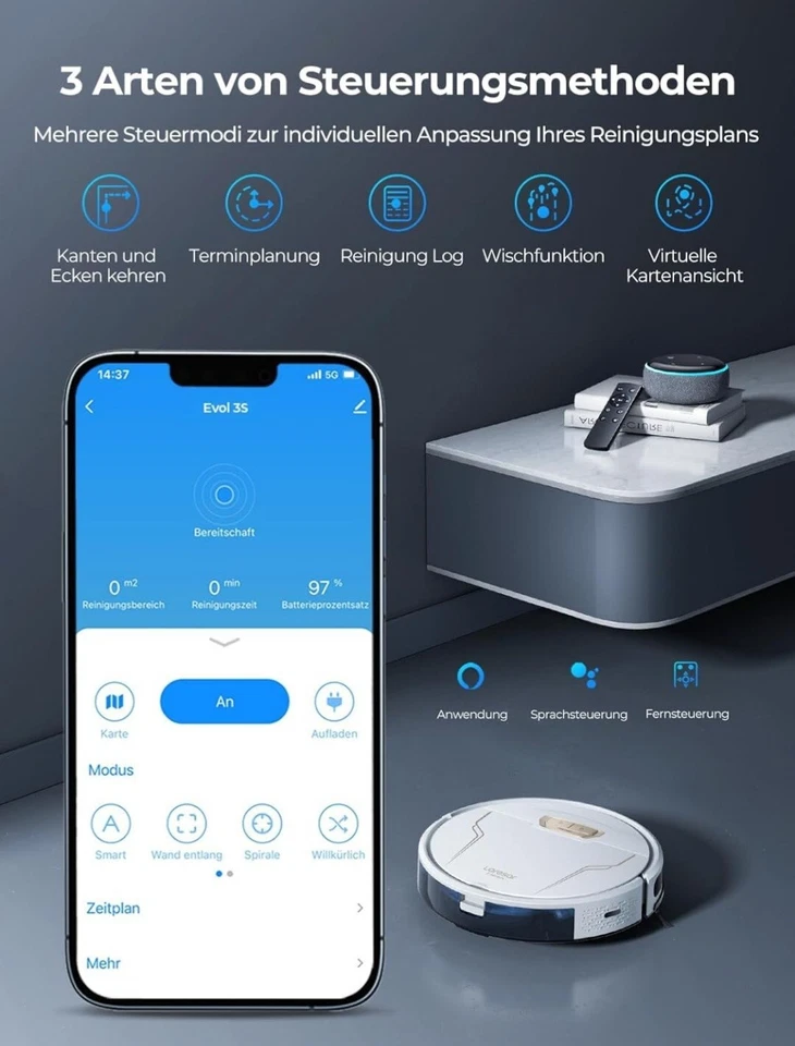 Saugroboter, 4000Pa Saugroboter mit Wischfunktion, 3-in-1 Staubsauger Roboter - Bild 3 von 4