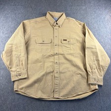 Carhartt Shirt Men's XL Tan Cotton Twill Long Sleeve Button Down Work S09 WET