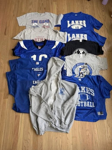Lot of 11 Vintage Lakes Eagles Football Shirts, Jerseys & Hoodie – Various Sizes