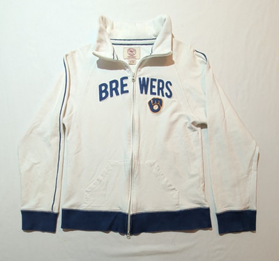 '47 Brand Milwaukee Brewers Track Jacket Womens XL White Full Zip MLB Baseball