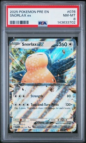2025 POKEMON PRE EN-PRISMATIC EVOLUTIONS #076 SNORLAX EX PSA 8