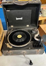 Antique PHONOLA Hand Crank Portable Record Player Very Nice, WORKS see video