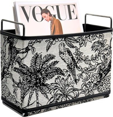 Floor Leather Magazine Basket Jungle Jacquard Pattern Storage Organizer