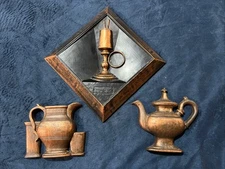 Vintage Burwood Wall Decor Art Samuel Rust LOT teapot Pitcher Candleholder Home