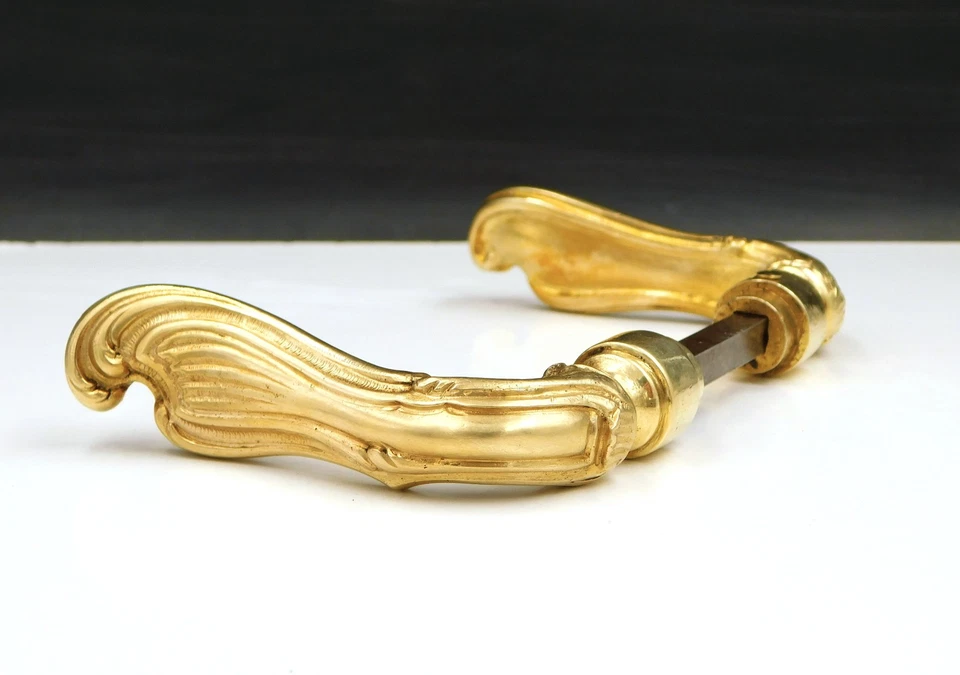 ▨7X7mm ancienne Paire de Poignées Bequilles en Bronze, Style Louis XV, vers 1900 - Photo 3/4