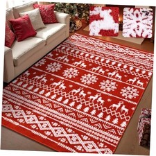 Christmas Area Rug 5x7, Non-Slip Washable 5x7 FT Red/Upgraded Version