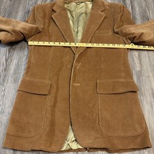 Mens Corduroy Blazer Tan Brown 2 Button Vintage Sport Coat Cotton Lined Medium