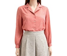 Vintage 80s Japanese Shirt Pink Pin Spot Print Retro Boho Indie 12