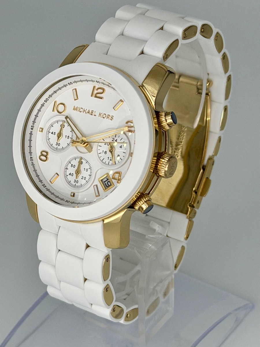 Michael Kors MK5145 Women\'s Chronograph White Silicone and Gold-Tone Watch Michael Kors MK5145 Runway Women main image 3