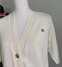 Lands' End Cream Cardigan Sweater with Chase Bank Logo Size XS Pre-Loved