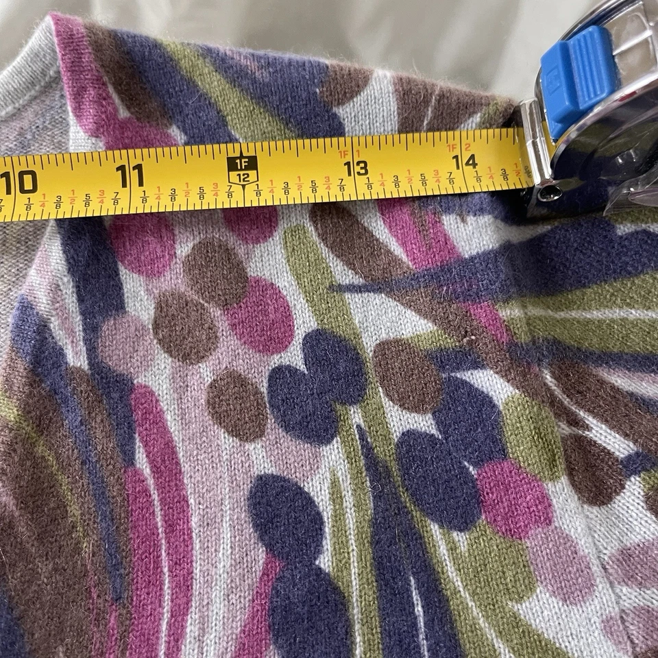 Suéter Floral De Colección Y2k Daniel Bishop 100% Cachemira Pastel Talla M Cuello en V Lujo Foto 3 de 4