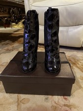 Azzedine Alaïa Abramovic Women's Black Animal Print Patent Leather Ankle Boot 39