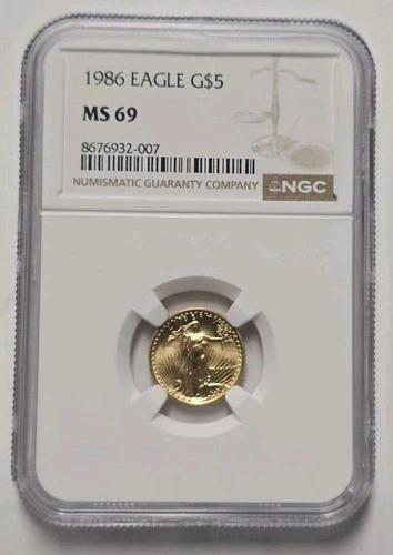 1986 1/10 Oz $5 Gold American Eagle NGC MS69