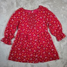 Free People Red Floral Tunic Mini Dress Size 2 Court Me With Flowers BOHO Whimsy