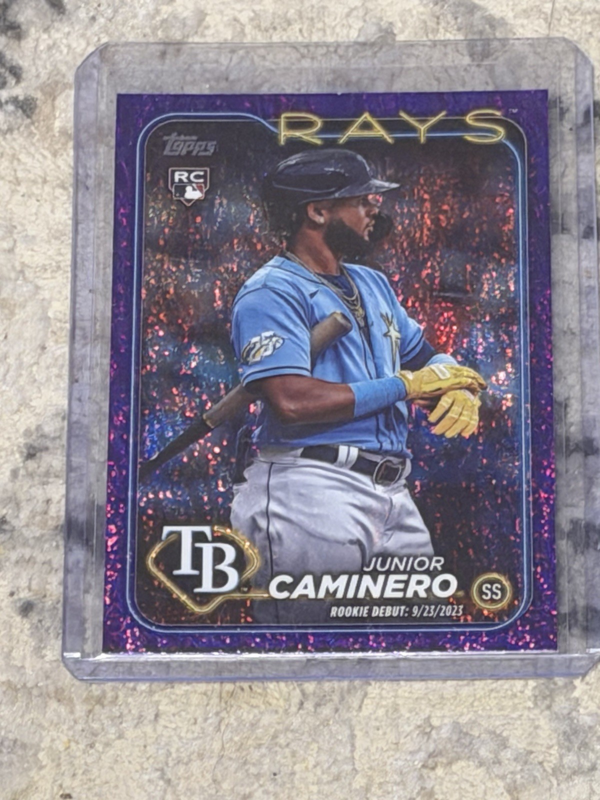 2024 Topps Update Series Rookie Debut Junior Caminero Purple Holofoil /799 RC