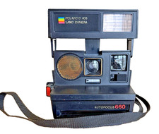 Vintage Polaroid Sun 660 Autofocus 600 Land Instant Camera Black - Tested