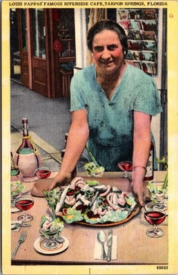 Louis Pappas Riverside Cafe Tarpon Springs Florida Greek Salad Postcard