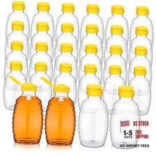 24 Pcs Clear Plastic Honey Jars Plastic Skep Style Jar Squeeze Bottle 16oz
