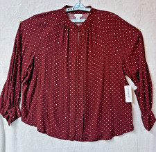 Pullover Liz Claiborne oxidado lunares mangas bufón 2 puños con botones