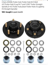 2 Sets 3500lb Trailer Axle Trailer Hub Kit 5 Bolt 4.5",5×4.5 Trailer Hub
